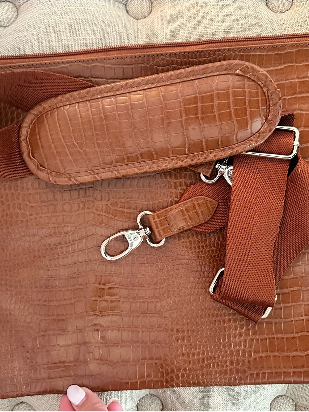 BEIS Maple Croc-Embossed Large Tote - Picture 5 of 6